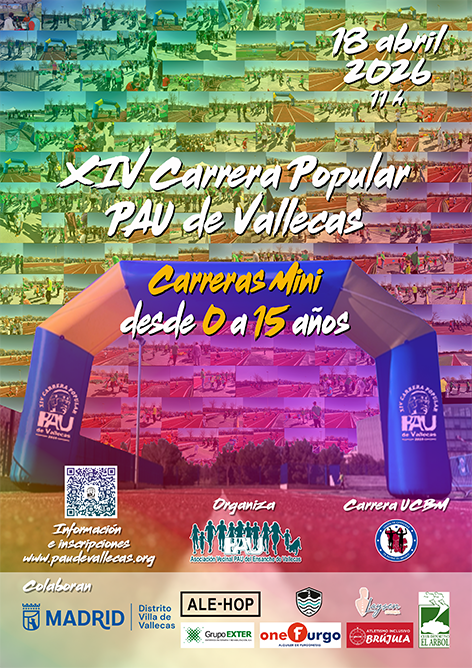 Cartel Carreras infantiles Popular PAU de Vallecas 2026